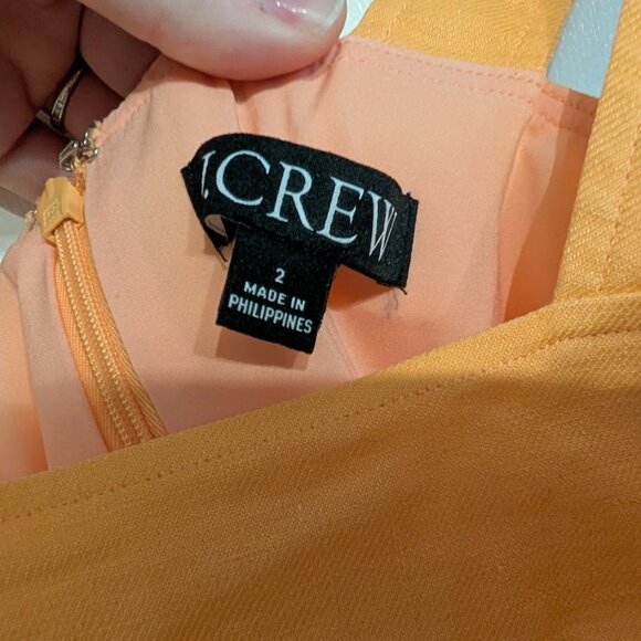 J. Crew Squareneck A-line Stretch Linen Blend Summer Dress Coastal Sunset 2 EUC - Picture 5 of 10